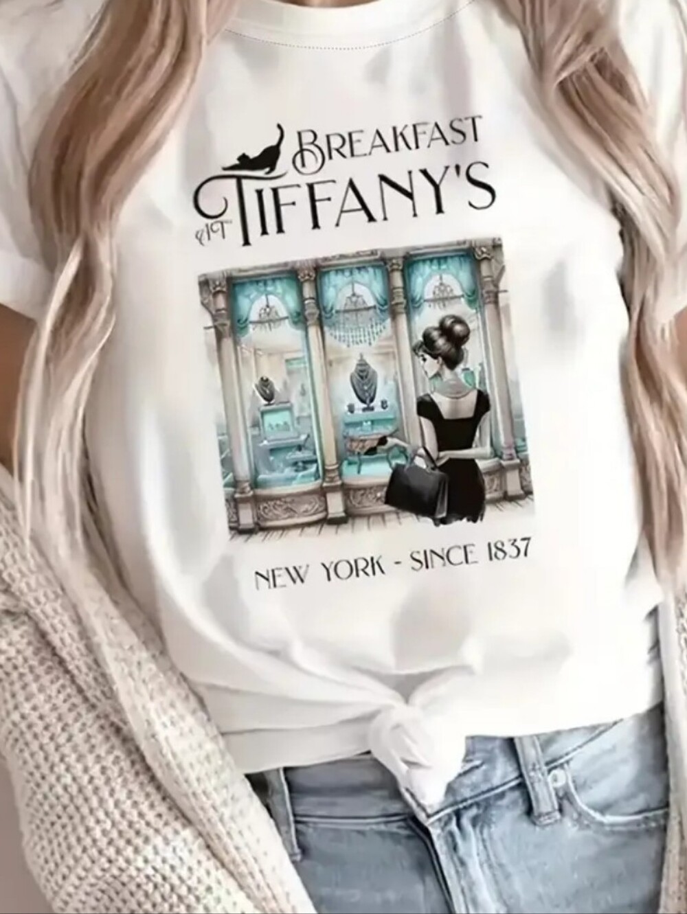 NEW BREAKFAST @ Tiffany's SIZE XL GRAPHIC T w/ Earrings